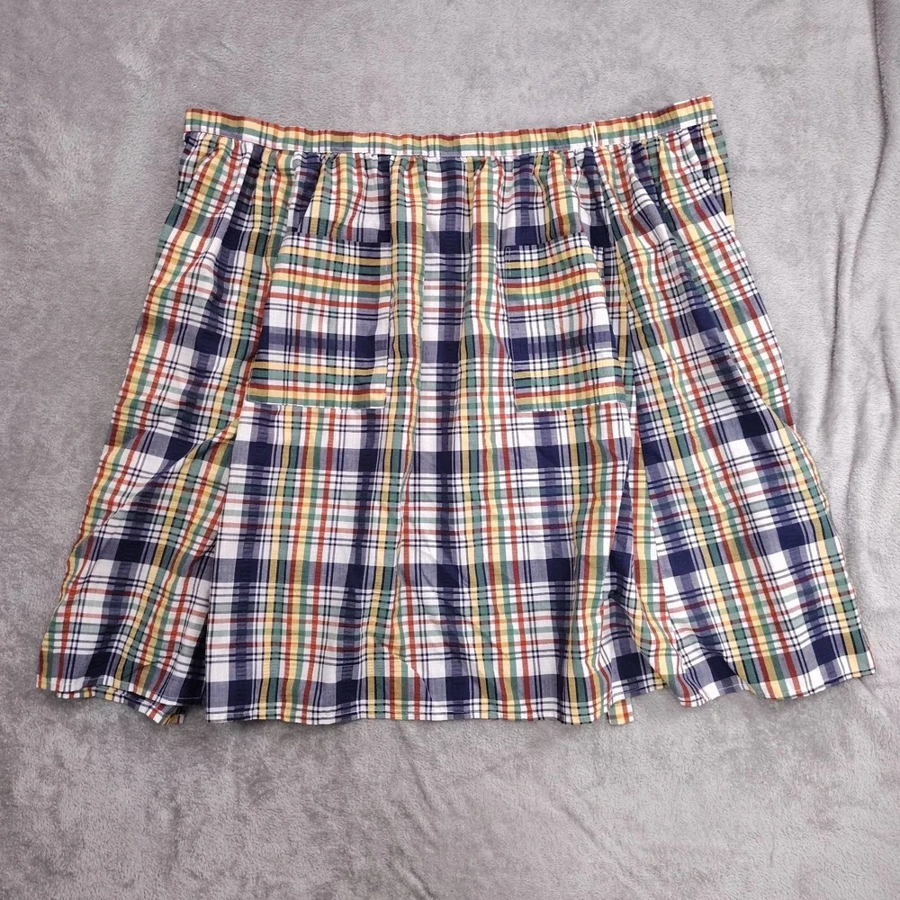 Vintage Prairie Apron Plaid Fabric 2 Pocket Midi Skirt‎ Baumwolle 29